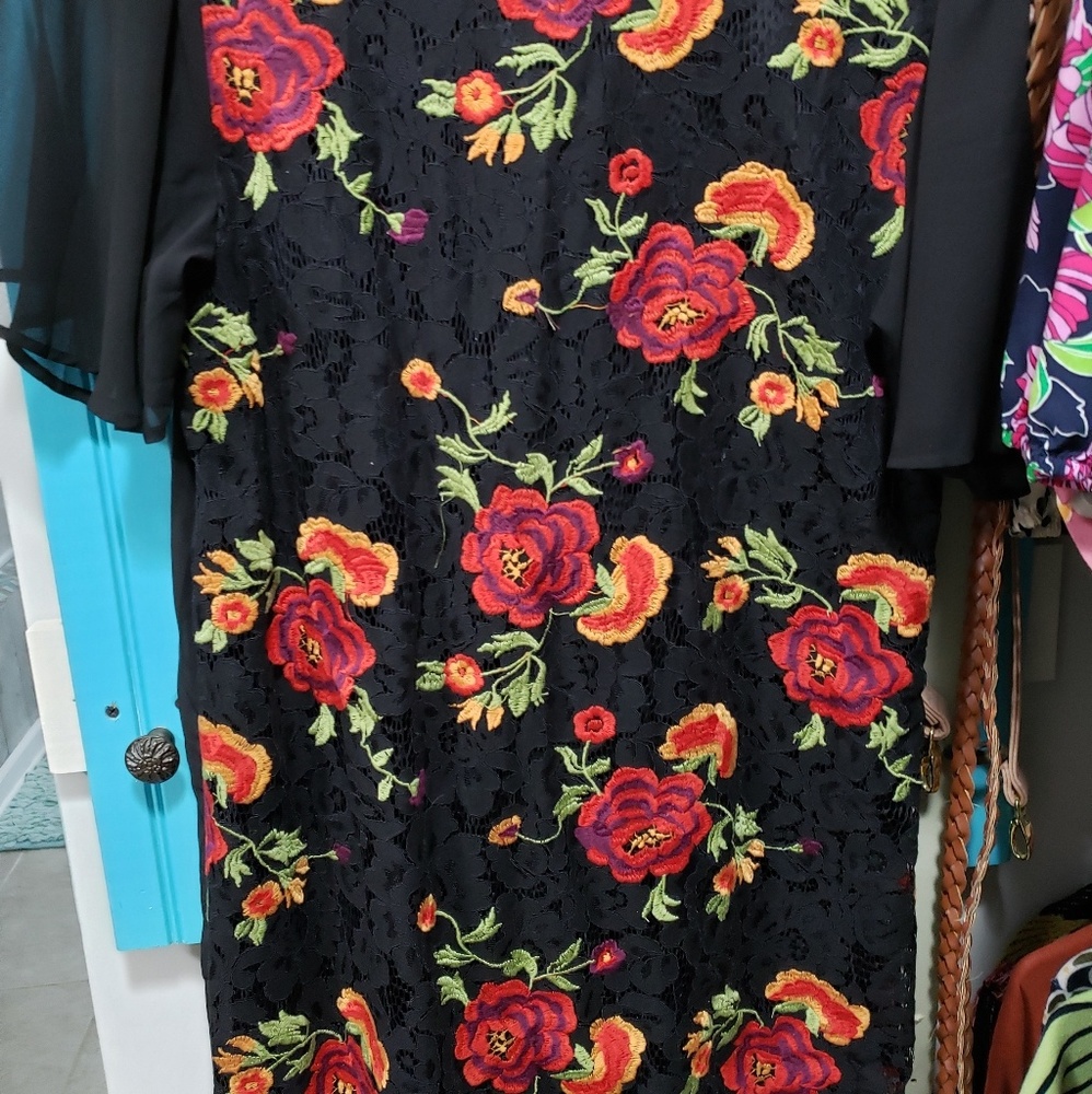 Sheer sleeves lace dress